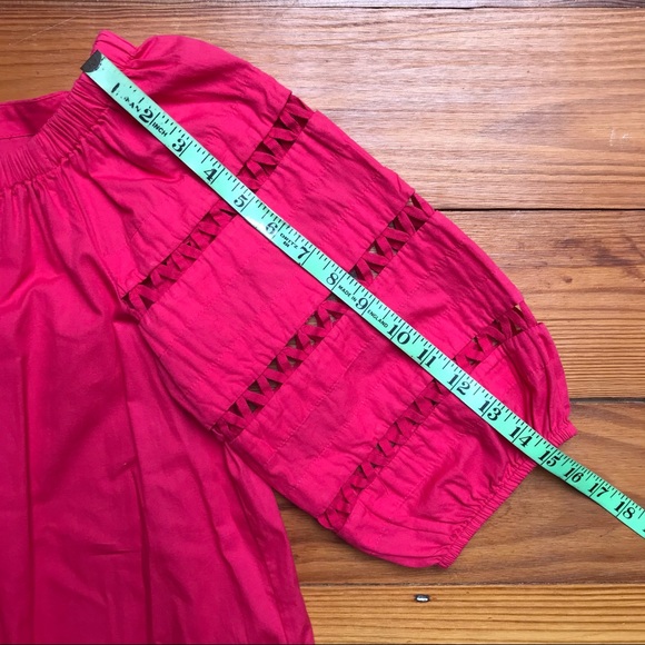 Crown & Ivy Fuschia Boho Peasant Top Bell Sleeves, EUC, M - Picture 10 of 15